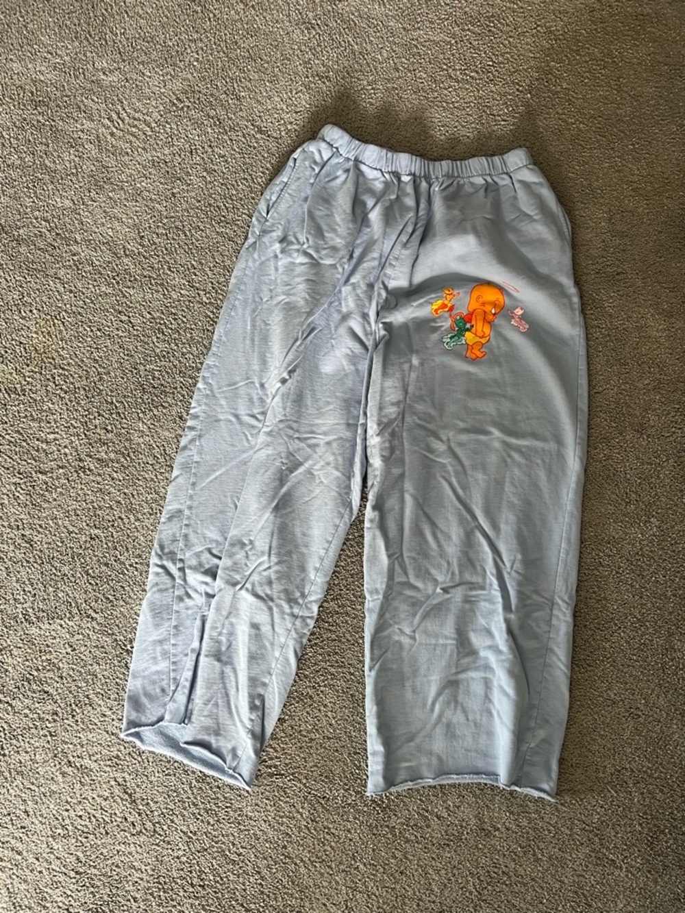 Boys Lie Light Purple Track Pants with Orange Cartoon Graphic